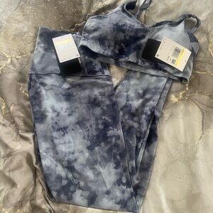 Nike Blue Tie-Dye Leggings and Sports Bra Set